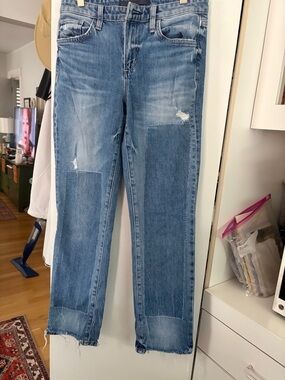 Joe's Jeans Light Blue Straight Leg Patchwork Jeans the Lara